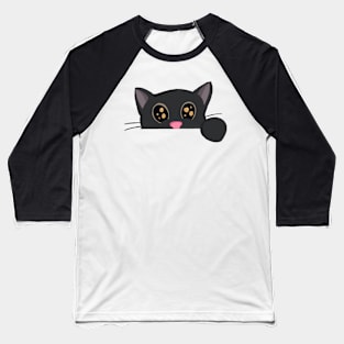 Cute Black Cat Peeking Baseball T-Shirt